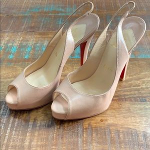 Louboutin beige leather sling-backs sz 37